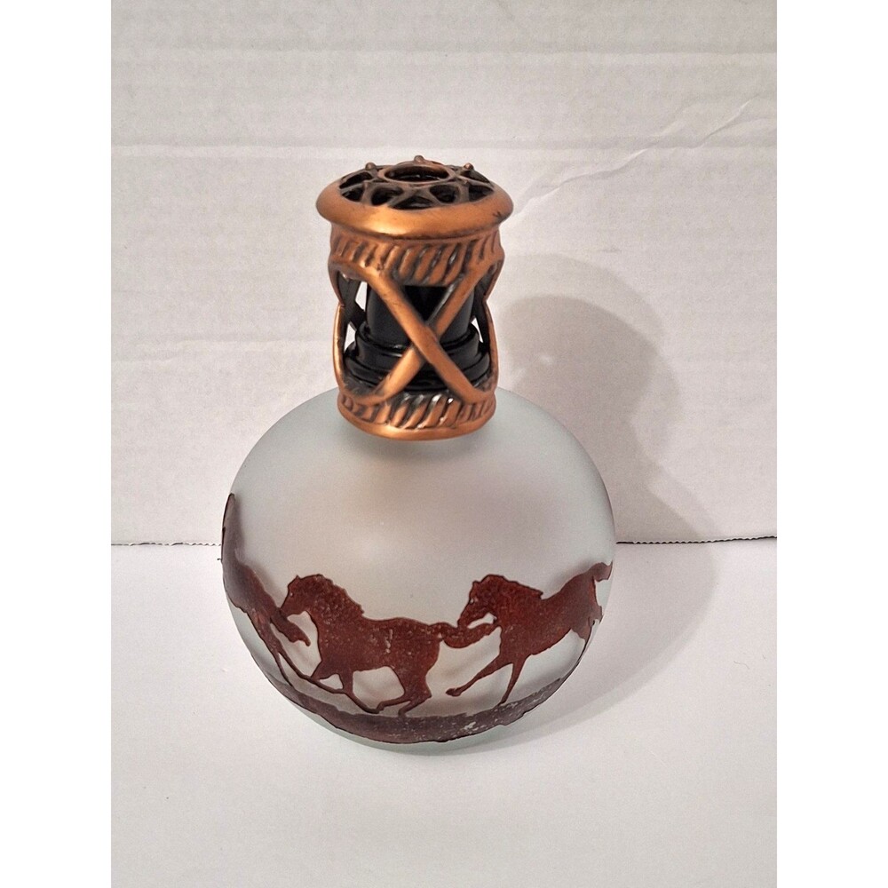 Lamp Avenue Frosted Glass Fragrance Oil Lamp with Horses Vintage Home Decor